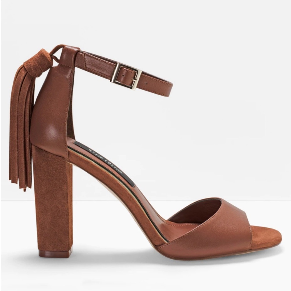 WHBM Suede Tassel Chunky Heels